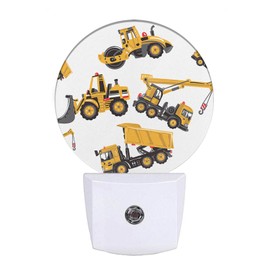 EKOBLA Cartoon Truck Night Light, Machinery Excavator Building Machine Night Lights Plug into Wall for Teen Boys, Led Lamp for Bathroom Bedroom 0.5W Nightlight Sleep Friendly