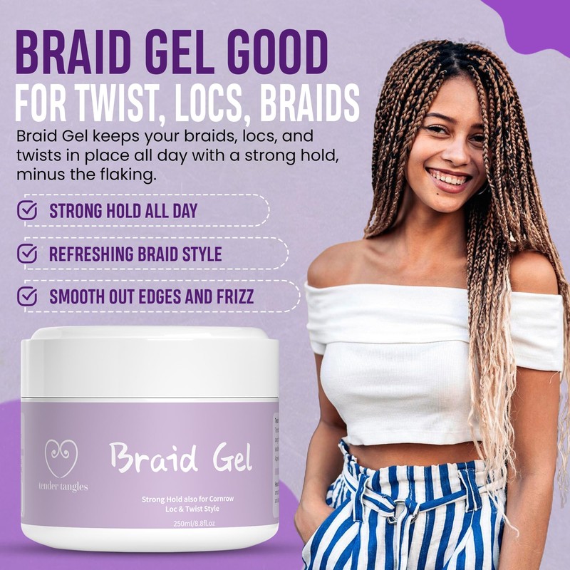 Tender Tangles Braid Gel for Cornrow, Box Braid, Loc and