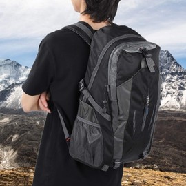 Natudeco 40L Hiking Backpack Nylon Double Shoulder Bag Multiple Pockets Climbing Backpack Waterproof Wearable Travel Backpack for Climbing Camping Hiking Fishing(Black)