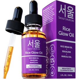 SeoulCeuticals Aceite De Salvado De Arroz Para La Piel - Aceite Facial Coreano Iluminador Con Escualano Y Vitamina E - Productos De Belleza Coreanos Libres De Crueldad Animal (30 Ml)
