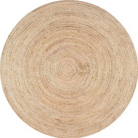 LOOM CRAFTY Handwoven Natural Jute Round Area Rug - Boho Farmhouse Style Durable Floor Mat for Living Room, Bedroom, or Dining Room (3X3 ft)