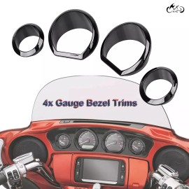 Unbranded Black Gauge Bezel Trim Ring Kit For Harley Electra Street Glide FLHX 14-23 FLHTK