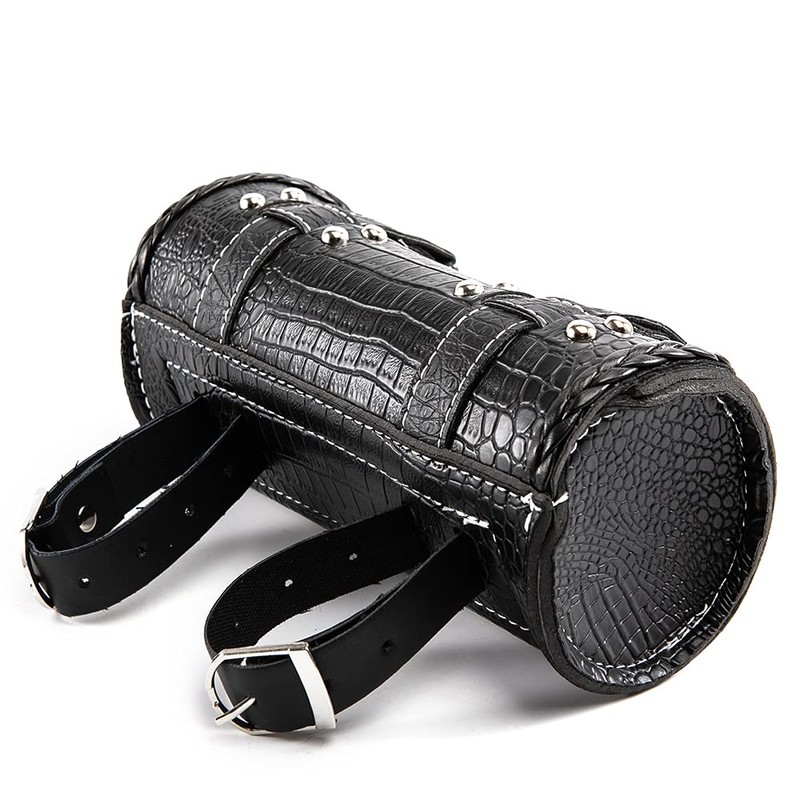 APEBAZY Universal Motorcycle Handlebar Bag Quick Release Crocodile PU Leather