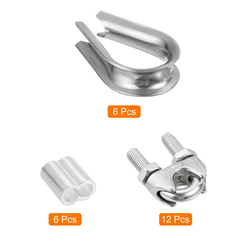 TOP-VIGOR M10 Wire Rope Accessory Set for 3/8" Dia Wire
