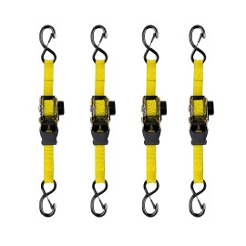 Retractable Ratchet Strap W/Hooks (1 Inch x 8 Feet) - Heavy Duty Tie Down Straps