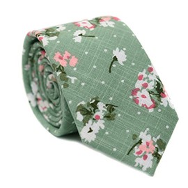 JESLANG Men's Cotton Printed Floral Tie 2.56" Skinny Narrow Necktie Various Designs, 37, One Size
