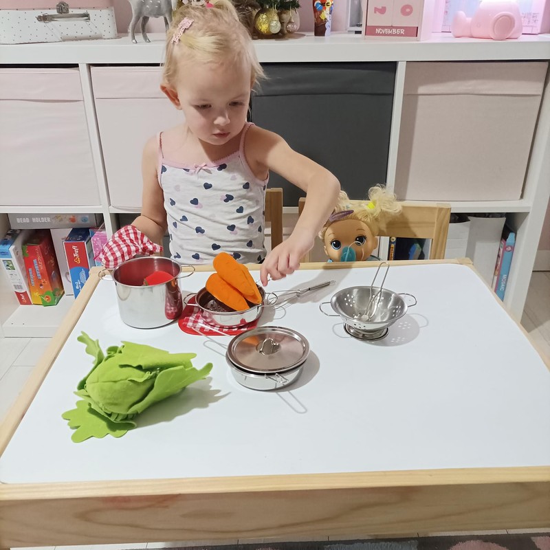 Children's cookware set with backpack, real-looking kitchen accessories, play kitchen