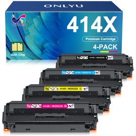 ONLYU Compatible Toner Cartridge Replacement for HP 414X 414A for Color Laserjet Pro MFP M479fdw M479fdn M479dw Pro M454dw M454dn M455dn MFP M480f M479 M454 W2020X W2020A Printer Ink (BCMY, 4-Pack)