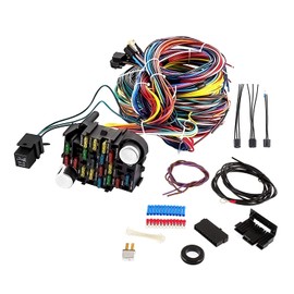 Niyako Universal 21 Circuit Wiring Harness Kit, Extra Long Wire Standard Color 17 Fuses Fit Chevy Mopar Hotrods Ratrods