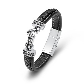 constantlife Motorcycle Cremation Bracelet for Ashes for Men Braided Leather Wristband Cuff Bangle Memorial Urn Jewelry Motorbike Racer Funeral Keepsake Gift (Silver, 18cm)