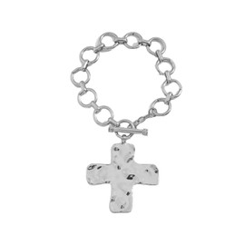 Annpro Charm Cross Heart Bracelet for Women,Punk Chunky Cross Religious Bracelets Vintage Love Pendant Link Chain OT Clasp Christian Jewelry (Style-B)