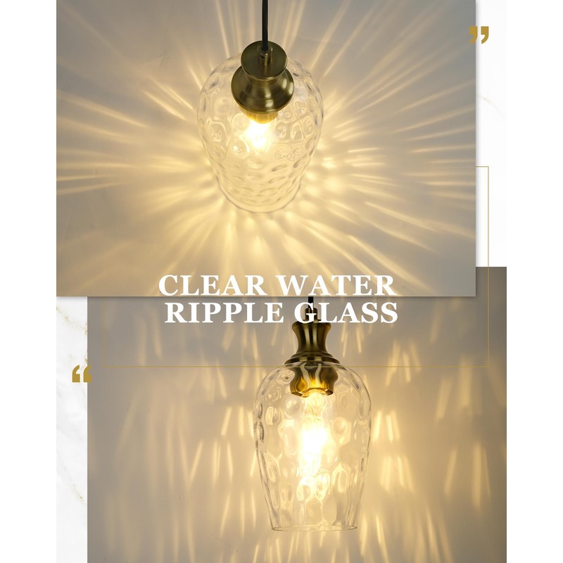 Audickic Gold Pendant Lights Kitchen Island, Modern Hanging Lights Fixtures