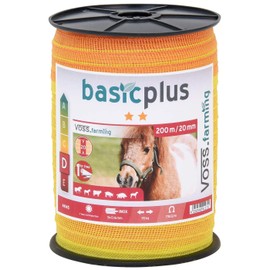 VOSS.farming Electric Fence Tape 200m, 40mm 9x0,16 Stainless Steel Conductors, White Color; Polytape Fencing for a Wide Range of Animals
