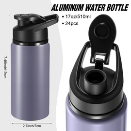 Foaincore 24 Pcs Water Bottles Bulk Aluminum 17 oz Metal Sports Gym Hiking Reusable Bottles Gift for Kids Christian Charity Donation Supplies Samaritan's Purse Operation Christmas (Morandi Color)