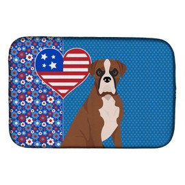 Caroline's Treasures WDK5145DDM Natural Eared Red Fawn Boxer USA American Dish Drying Mat Absorbent Dish Drying Mat Pad for Kitchen Counter Dish Drainer Mat for Countertop, 14 x 21", Multicolor
