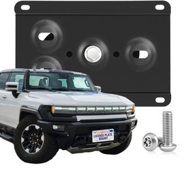 Steel No-Drill Front Bumper License Plate Bracket – Anti-Theft Tow Hook Mount fits for GMC Hummer EV,Sierra 2500HD 4th gen,Sierra 3500HD 4th gen,Terrain2nd gen,Yukon XL 5th gen