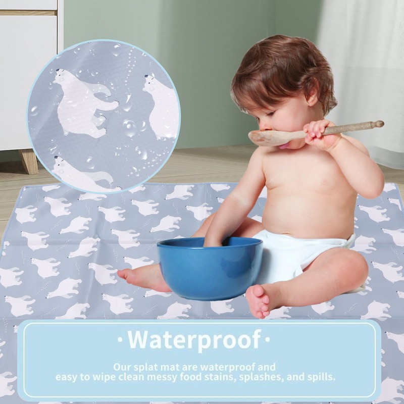 Waterproof Food Spill Mess Mat Portable Cute Cartoon Animal Pattern