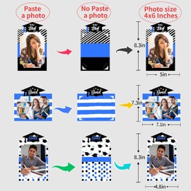 Graduation Party Picture Centerpiece Sticks, 15 Pieces, Black and Blue