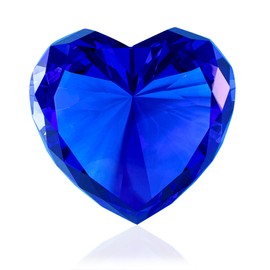Blue Crystal Diamonds Paper Weights, Heart Shape Real Diamond Glass Gems Paperweight for Decoration, Big Diamonds Home Office Decor Valentine's Day Gift Wedding Favors with Gift Box 80mm
