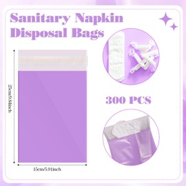 Fulmoon 300pcs Sanitary Napkin Disposal Bag Disposable Sanitary Bag Personal Care Disposal for Tampons Trash Bags period Tampon Bags for Women Privacy Handling Sack Diaper Sack(Purple)