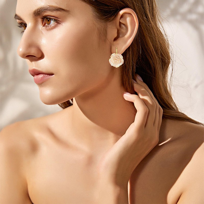 JIMARIN Handmade Bohemian Aesthetic Dainty Acrylic Flower Petal Leverback Earrings