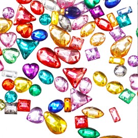 500 Pieces Sewing Gems Acrylic Sewing Crystal Mixed Shapes Sew On Rhinestones with 2 Holes for Clothes Sewing Beads Decorations (Multicolor)