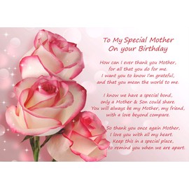 Birthday Verse Poem Landscape Greeting Card (Special Mother, from Son)