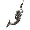 Large Mermaid & Smaller Anchor Silver Fan Light Pull Chain
