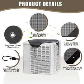 Central Air Conditioner Cover Outdoor 40''x40'', AC Screen Cover for Outside Unit, Central AC Mesh - Durable Outdoor Conditioner Covers, Condenser & Compressor, All-Season Protector