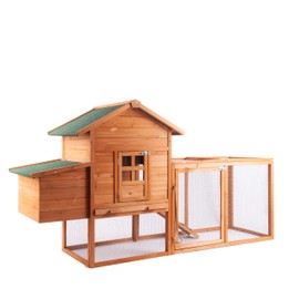 GOJOOASIS 80" Chicken Coop w/ Run Cage & Nesting Box Outdoor Wooden Hen House for Backyard (A)