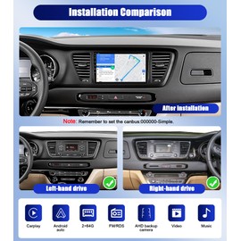 CAMECHO 2G+64G Android 13 Car Stereo for Kia Carnival Sedona 2014-2019 9 Inch Touch Screen with Wireless CarPlay Android Auto Mirror Link 26UI Bluetooth FM GPS Navigation WiFi SWC Backup Camera