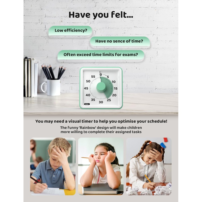 LIORQUE Visual Timer for Kids, 60-Minute Countdown Timers for Classroom