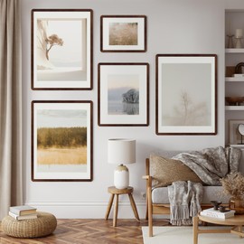 FLYJOE 18 x 24 Poster Frame - Solid Walnut Wood 24x18 Poster Frame, 18 x 24 Picture Frame With Mat For 16x20, Tempered Glass and Hanging Hardware Included, Puzzle Frame 18x24 Wood, Natural Walnut