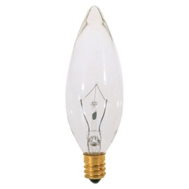 Satco S3230 120V Torpedo Candelabra Base 15-Watt B9.5 Light Bulb, Clear