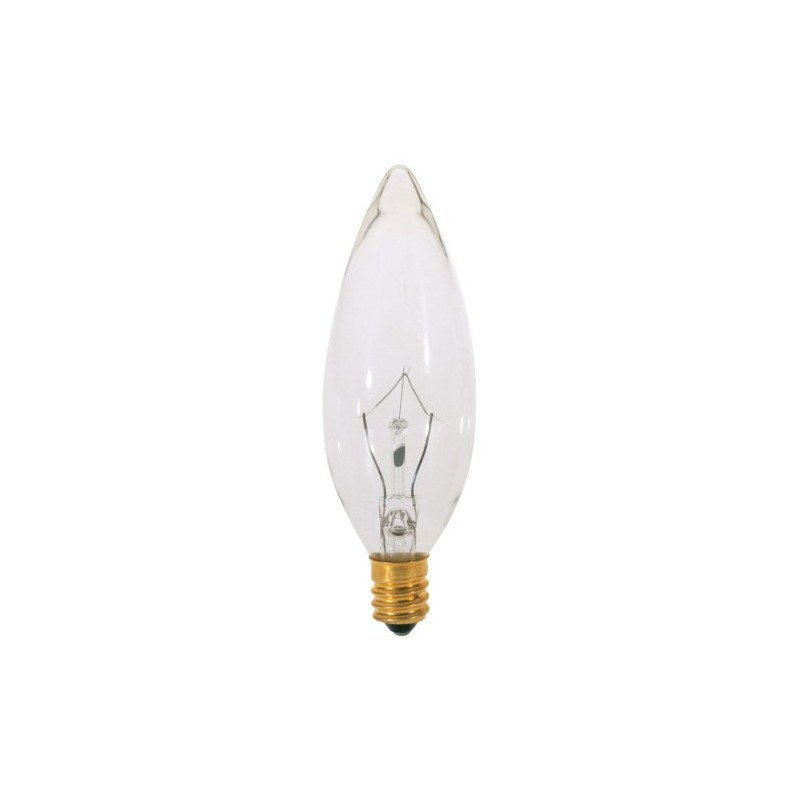 Satco S3230 120V Torpedo Candelabra Base 15-Watt B9.5 Light Bulb,