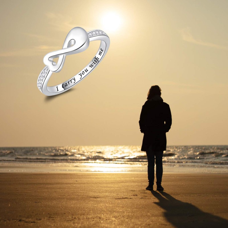 Fookduoduo Infinity Cremation Ring for Ashes - 925 Sterling Silver