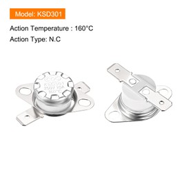 Rebower KSD301 Thermostat 160C NC Temperature Thermal Control Switch, [for Microwave Oven Refrigerators] - Normally Closed/5pcs