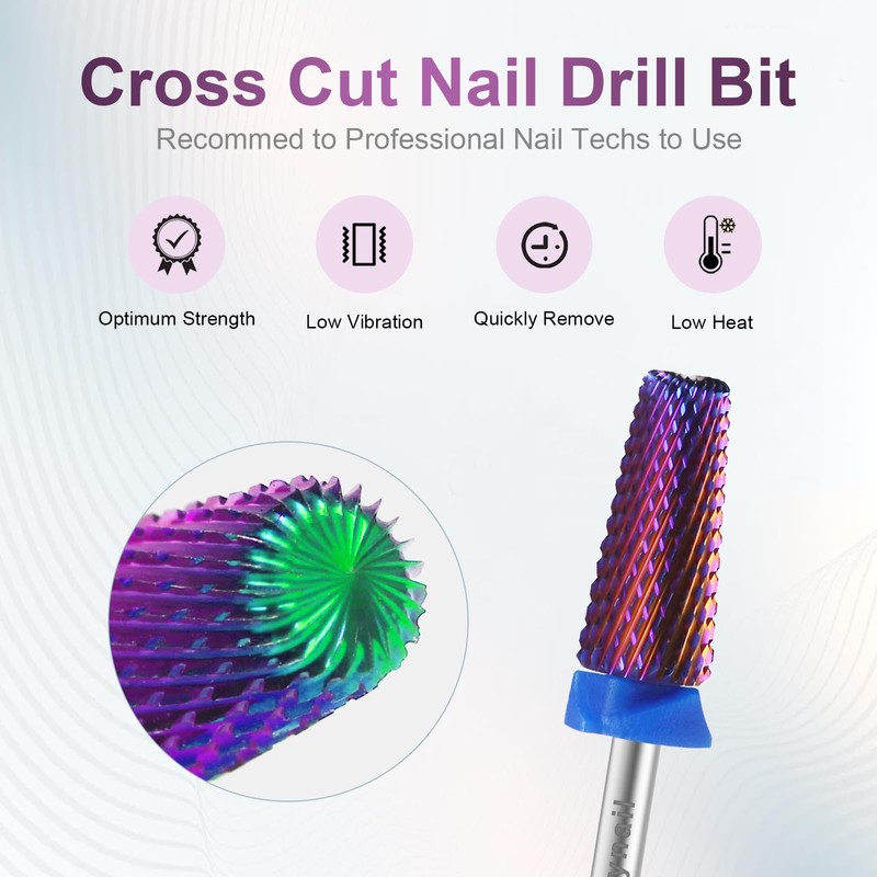 5 in 1 Cross Cut Nail Drill Bit, Tungsten Carbide