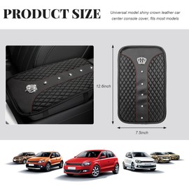 FSTURIOS Bling Leather Car Center Console Cover, 12.6"×7.5" Crystal Anti-Scratch Armrest Protector Seat Box Cover, Waterproof Sparkly Auto Console Cushion Decor for Car Truck SUV (Black)