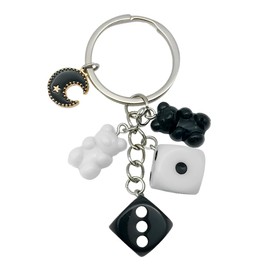 Dice Keychain Charm Black Dice Key Chain for Purse Charms for Handbags Punk Bag Charm for Women Girls Gothic Keychains for Backpacks Bags Keychain Accessories for Women Goth Purse Decorations Charms