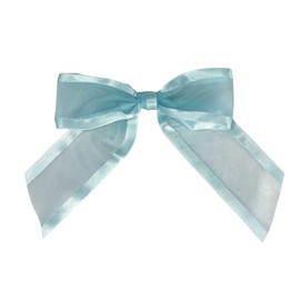 Pre-Tied Light Blue Organza Bows - 4 1/2" Wide, Set of 12, Craft Ribbon Bow, Satin Edge, Christmas, Wedding, Party Favors, Baby Shower, Gift Basket, Birthday, Easter