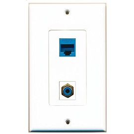 RiteAV 1 Port RCA Blue 1 Port Cat6 Ethernet Blue Wall Plate OVERSIZED Jumbo MIDI