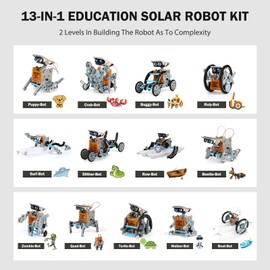 Weinsamkeit Solar Robot Construction Kit, 13-in-1 Solar Energy Children's Toy, STEM DIY Construction Kit Education, Solar Robot Toy, Educational Toy, Gift for Boys Girls from 8 to 13 Years