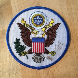 Great Seal United States White Embroidered Patch America Eagle Iron-On