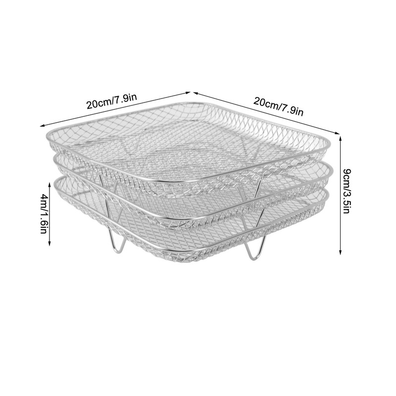 3PCS Fryer Rack Set 304 Stainless Steel Stackable Multi Layer