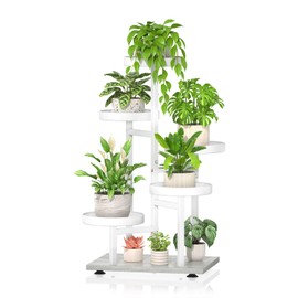 iDavosic.ly 5 Tier Plant Stand Indoor, Tiered Corner Flower Holder Shelf Outdoor, Metal Tall Orchid Display Rack for Patio Porch Garden Balcony Office Bedroom, White