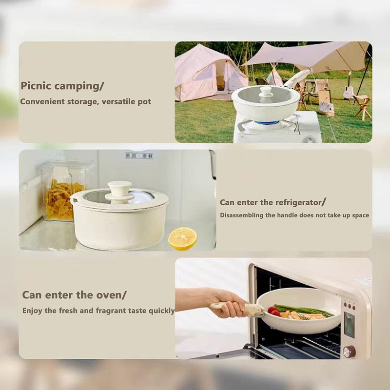 2 PC Removable Pot Handle Cream White, Universal Pan Handle,