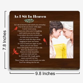 EWDMOUK Memorial Gifts for Loss of Loved One,Condolences Gifts,Remembrance Gifts for Loss of Loved One,Sympathy Gifts for Loss of Loved One,As I Sit in Heaven Wood Picture Frame