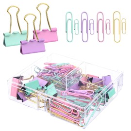 Juego de clips de papel para carpetas de 165 unidades, clips de papel de varios tamaños y clips para carpetas para oficina, lindo juego de suministros de oficina, colorido