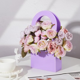 Acrylic Purse Vase for Flowers, Aesthetic Vase with Handle, 11x5.5 Inches Handbag Flower Vase - Modern Decorative Vase for Home Décor, Enterpiece, Events, Office, Garden, Wedding (Purple)